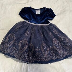 Blueberi Boulevard Navy and Silver Kids Dress